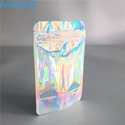 Iridescent Clear Front Aluminum Foil ถุง Ziplock โฮโลแกรมสำหรับขนตา / แปรง