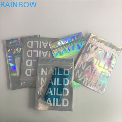 Iridescent Clear Front Aluminum Foil ถุง Ziplock โฮโลแกรมสำหรับขนตา / แปรง
