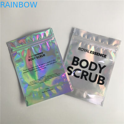 Iridescent Clear Front Aluminum Foil ถุง Ziplock โฮโลแกรมสำหรับขนตา / แปรง