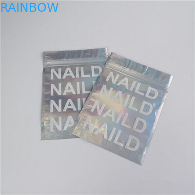 โลโก้ที่กำหนดเองถุงซิปล็อคแบนฟิล์มโฮโลแกรมมินิ Mylar สามด้านซีล