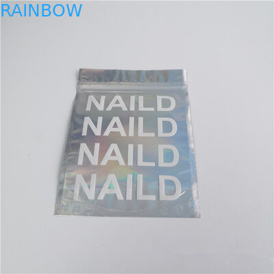 โลโก้ที่กำหนดเองถุงซิปล็อคแบนฟิล์มโฮโลแกรมมินิ Mylar สามด้านซีล