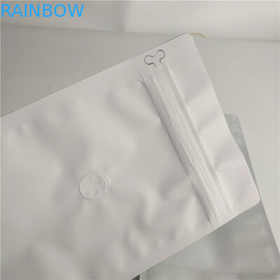 ฟิล์มบรรจุภัณฑ์อาหารถุงล่างแบนพิมพ์สีขาวล้วนด้านบนเติมด้วยอากาศวาล์ว