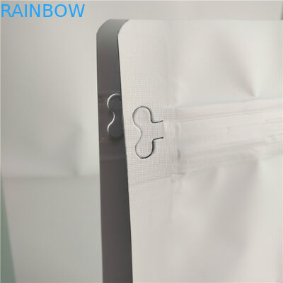 ฟิล์มบรรจุภัณฑ์อาหารถุงล่างแบนพิมพ์สีขาวล้วนด้านบนเติมด้วยอากาศวาล์ว