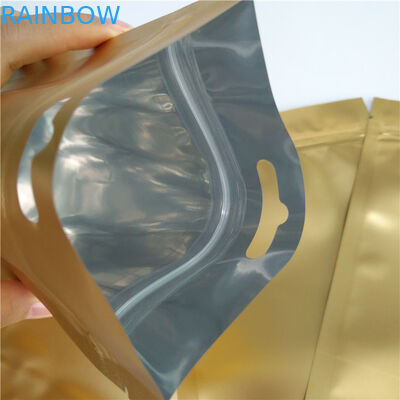 ซิปด้านบนยืนขึ้นกระเป๋ากระเป๋าวัสดุลามิเนตด้วย Euro / Round Hanging Hole