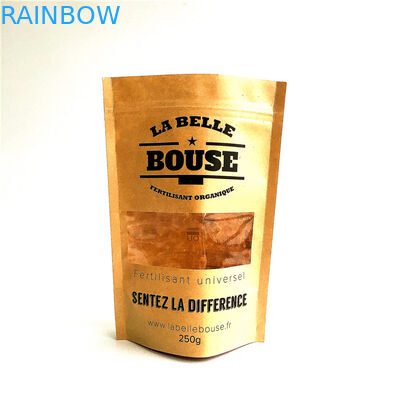 ถุงกระดาษที่กำหนดเองรีไซเคิลได้ซิปล็อคธรรมชาติยืนขึ้นกระเป๋าพร้อมหน้าต่าง