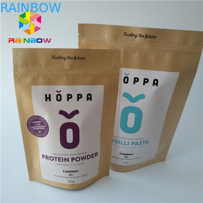 เป็นมิตรกับสิ่งแวดล้อมถุงฟอยล์บรรจุภัณฑ์อาหารเกรด Ziplock โลโก้พิมพ์กระดาษคราฟท์