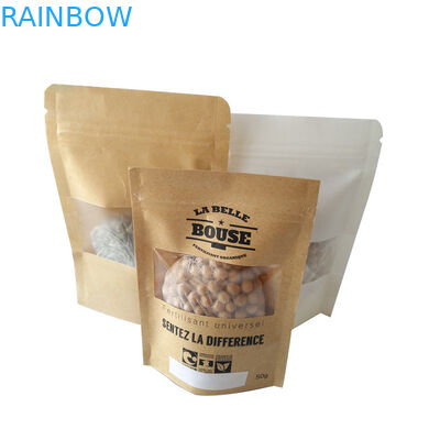 นำมาใช้ใหม่ถุงขนมขบเคี้ยวบรรจุภัณฑ์ที่กำหนดเองพิมพ์คราฟท์อาหารยืนขึ้นกระเป๋าใบรับรอง SGS