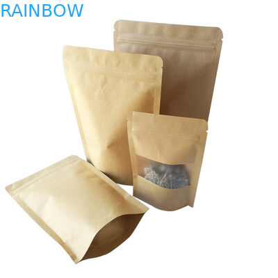 นำมาใช้ใหม่ถุงขนมขบเคี้ยวบรรจุภัณฑ์ที่กำหนดเองพิมพ์คราฟท์อาหารยืนขึ้นกระเป๋าใบรับรอง SGS