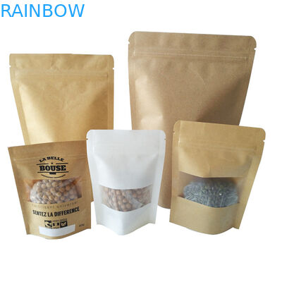นำมาใช้ใหม่ถุงขนมขบเคี้ยวบรรจุภัณฑ์ที่กำหนดเองพิมพ์คราฟท์อาหารยืนขึ้นกระเป๋าใบรับรอง SGS