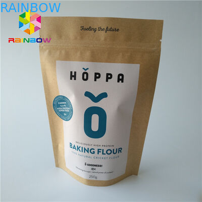 พิมพ์แบบกำหนดเอง Ziplock อาหารยืนขึ้นถุงบรรจุถุงกระดาษคราฟท์เคลือบผิว