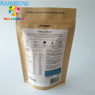 พิมพ์แบบกำหนดเอง Ziplock อาหารยืนขึ้นถุงบรรจุถุงกระดาษคราฟท์เคลือบผิว