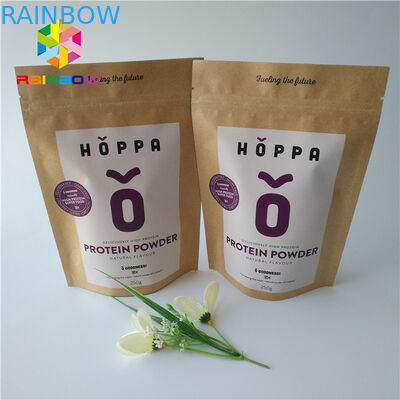 พิมพ์แบบกำหนดเอง Ziplock อาหารยืนขึ้นถุงบรรจุถุงกระดาษคราฟท์เคลือบผิว