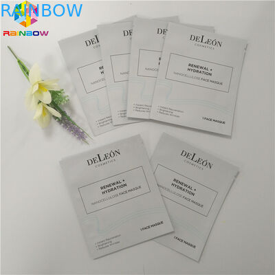 ถุงบรรจุภัณฑ์เครื่องสำอางพลาสติกอลูมิเนียมฟอยล์บรรจุใบหน้า 3 ด้านซีลหน้ากากแพ็คเก็ต