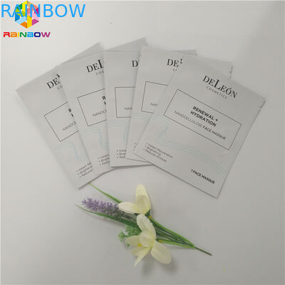 ถุงบรรจุภัณฑ์เครื่องสำอางพลาสติกอลูมิเนียมฟอยล์บรรจุใบหน้า 3 ด้านซีลหน้ากากแพ็คเก็ต