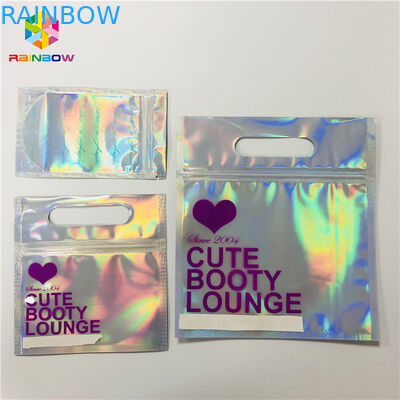ซิปบรรจุภัณฑ์พลาสติก Mylar ฟอยล์บรรจุภัณฑ์เครื่องสำอางโฮโลแกรมเลเซอร์โฮโลแกรมลุกขึ้นยืนประเภท