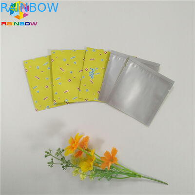 อาหารเกรดฟอยล์ถุงบรรจุภัณฑ์ Mylar สามด้านประทับตราถุงซิปแบนสำหรับขนมขบเคี้ยวชาแคปซูล