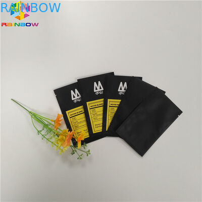 สีดำขนาดเล็กยืนขึ้นถุงซิปอลูมิเนียมฟอยล์ Mylar ปิดผนึกสามด้าน