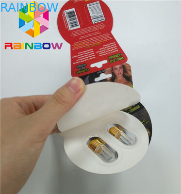 บรรจุภัณฑ์บัตรตุ่มมันวาวแบบกำหนดเองการเพิ่มประสิทธิภาพของเพศยาเม็ดกระดาษการ์ด Burro2 60000