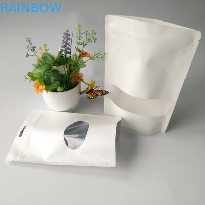 ยืนขึ้นถุงบรรจุภัณฑ์กล่องกระดาษบรรจุภัณฑ์อาหารเกรดด้วยหน้าต่างสี่เหลี่ยม / วงรีชัดเจน