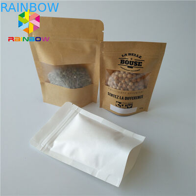 ยืนขึ้นถุงบรรจุภัณฑ์กล่องกระดาษบรรจุภัณฑ์อาหารเกรดด้วยหน้าต่างสี่เหลี่ยม / วงรีชัดเจน