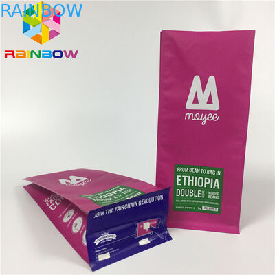 อลูมิเนียมฟอยล์บรรจุภัณฑ์กระเป๋ายืนขึ้นถุงกาแฟก้นแบนพร้อมวาล์ว