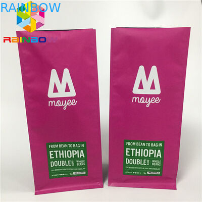 อลูมิเนียมฟอยล์บรรจุภัณฑ์กระเป๋ายืนขึ้นถุงกาแฟก้นแบนพร้อมวาล์ว