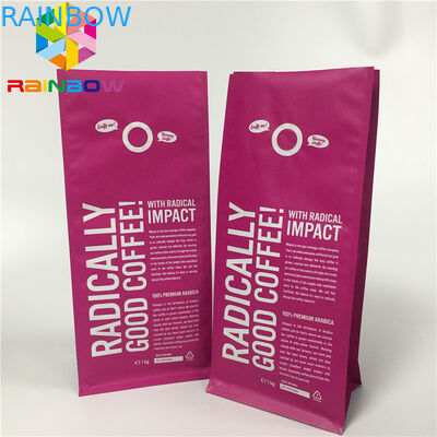 อลูมิเนียมฟอยล์บรรจุภัณฑ์กระเป๋ายืนขึ้นถุงกาแฟก้นแบนพร้อมวาล์ว