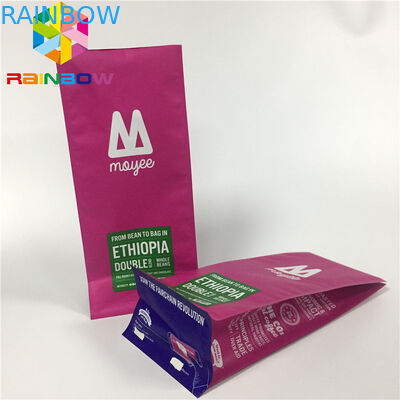 อลูมิเนียมฟอยล์บรรจุภัณฑ์กระเป๋ายืนขึ้นถุงกาแฟก้นแบนพร้อมวาล์ว