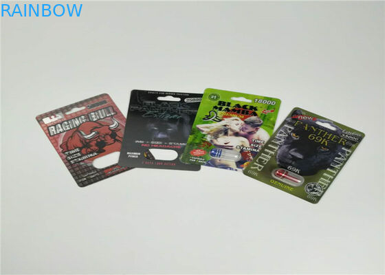 บรรจุภัณฑ์บัตรตุ่มสไลด์ชายเสริมยาบรรจุเพศยา 3d บรรจุ