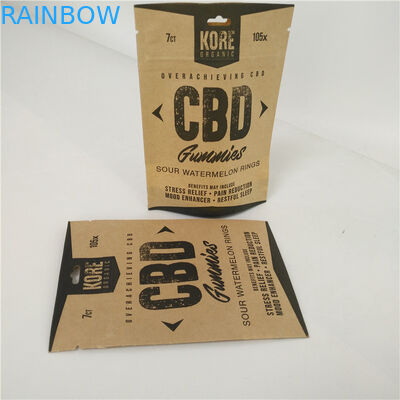 ถุงพลาสติกผนึกบรรจุภัณฑ์ CBD เป็นมิตรกับสิ่งแวดล้อมถุงกระดาษคราฟท์อลูมิเนียมฟอยล์ภายใน