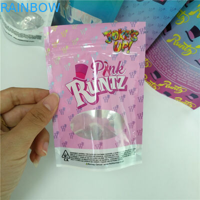 อาหารถุงพลาสติกวัชพืชบรรจุภัณฑ์ที่กำหนดเองพิมพ์ Stand Up Pink Runts ถุงซีลความร้อน