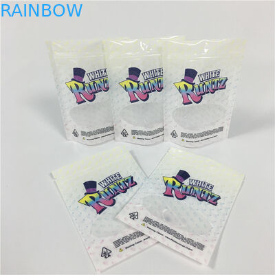 สีขาว Runtz กลิ่นพิสูจน์ยืนขึ้นถุงถุงวัชพืชบรรจุภัณฑ์ถุง Mylar Doypack