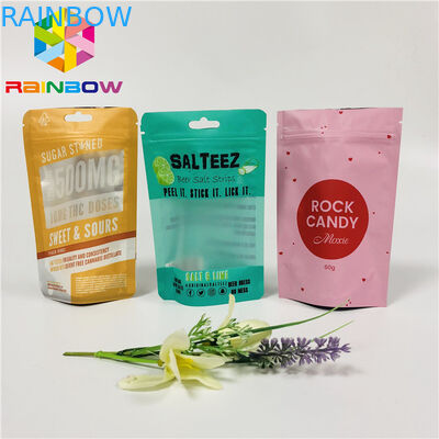 ถุงพลาสติกเกรดอาหารบรรจุภัณฑ์ถุงซิปลุกขึ้นยืนลามิเนตโลโก้ที่กำหนดเอง