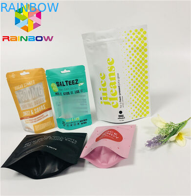 FDA Mylar ยืนขึ้นถุงซิป Ziplock ปิดผนึกถุงพลาสติกที่มีรูแขวน