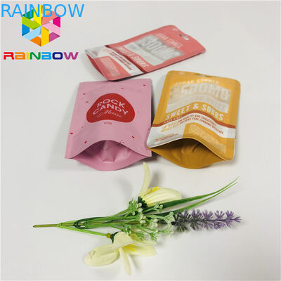 FDA Mylar ยืนขึ้นถุงซิป Ziplock ปิดผนึกถุงพลาสติกที่มีรูแขวน