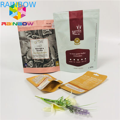 เคลือบถุงชาบรรจุภัณฑ์ยืนขึ้นถุงอลูมิเนียมฟอยล์ที่มีรอยซิป / ฉีกขาด