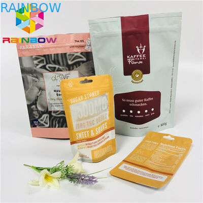 เคลือบถุงชาบรรจุภัณฑ์ยืนขึ้นถุงอลูมิเนียมฟอยล์ที่มีรอยซิป / ฉีกขาด