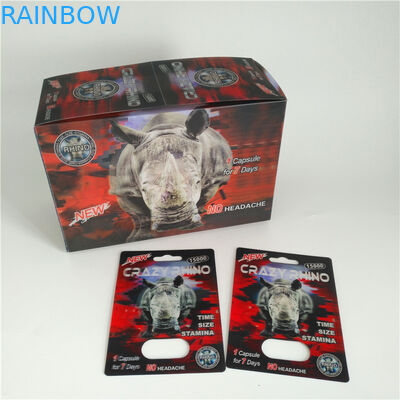 Rhino 69 Red Panther 3d Cards บรรจุภัณฑ์พุพองพลาสติกขนาดที่กำหนดเองสำหรับแคปซูลชาย
