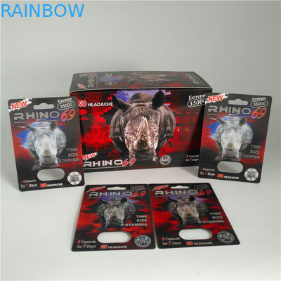 Rhino 69 Red Panther 3d Cards บรรจุภัณฑ์พุพองพลาสติกขนาดที่กำหนดเองสำหรับแคปซูลชาย