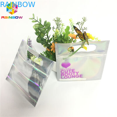 ถุงฟอยล์พิมพ์ดิจิตอลบรรจุภัณฑ์ล้างกระเป๋าซิปล็อคโฮโลแกรมด้านหน้าสำหรับตัวอย่างเครื่องสำอาง