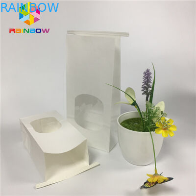 จาระบีหลักฐานขนมขบเคี้ยวบรรจุภัณฑ์ถุงกระดาษสีขาวธรรมดาถุงหน้าต่างที่ชัดเจนกับดีบุกผูก