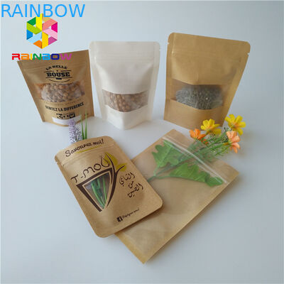 แมตต์สีขาวถุงพลาสติกบรรจุภัณฑ์ Doypack โพลีซิปล็อคยืนขึ้นหน้าต่างกระเป๋าสี่เหลี่ยมผืนผ้า