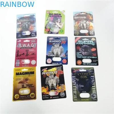 Rhino 69 บรรจุภัณฑ์บัตรตุ่ม 3D ชายเสริมแคปซูลพลาสติกใส่กล่องการ์ด 3d