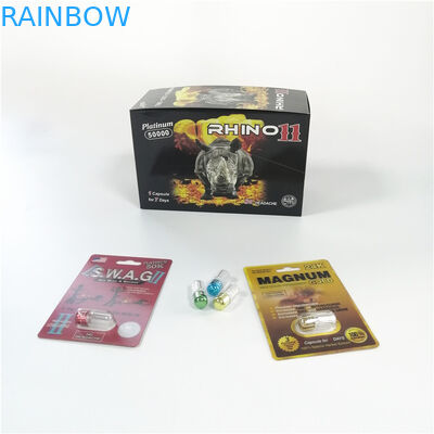 บรรจุภัณฑ์บัตรตุ่มใช้ทางการแพทย์ Rhino 11 Magnum 24k 3D Card Blister Pack