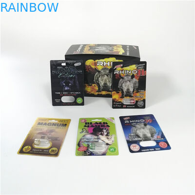 บรรจุภัณฑ์บัตรตุ่มใช้ทางการแพทย์ Rhino 11 Magnum 24k 3D Card Blister Pack