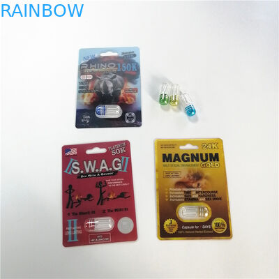 ยาเพิ่มประสิทธิภาพทางเพศยาบรรจุภัณฑ์พุพองแพ็คการ์ดพร้อมกล่องแสดง