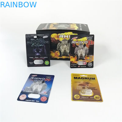 บรรจุภัณฑ์บัตรพองบรรจุภัณฑ์ยาชายเสริมขนาดที่กำหนดเอง