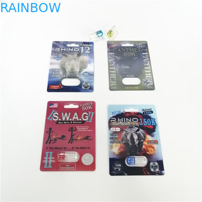 บรรจุภัณฑ์บัตรตุ่มเป็นมิตรกับสิ่งแวดล้อมชายบรรจุภัณฑ์ยาบัตรกระดาษที่มีสติกเกอร์เปลือก