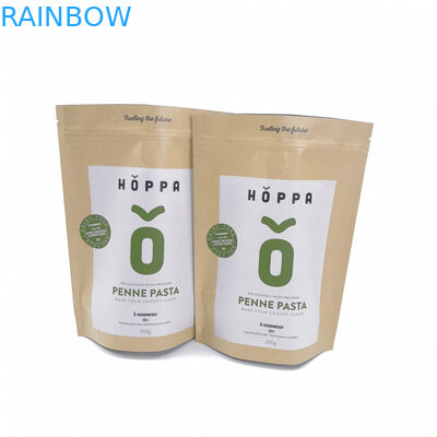 เป็นมิตรกับสิ่งแวดล้อมถุงกระดาษคราฟท์บรรจุภัณฑ์อาหารยืนขึ้น Zipfor ขนมปัง / ขนม / ผลไม้
