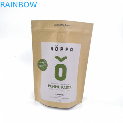 เป็นมิตรกับสิ่งแวดล้อมถุงกระดาษคราฟท์บรรจุภัณฑ์อาหารยืนขึ้น Zipfor ขนมปัง / ขนม / ผลไม้